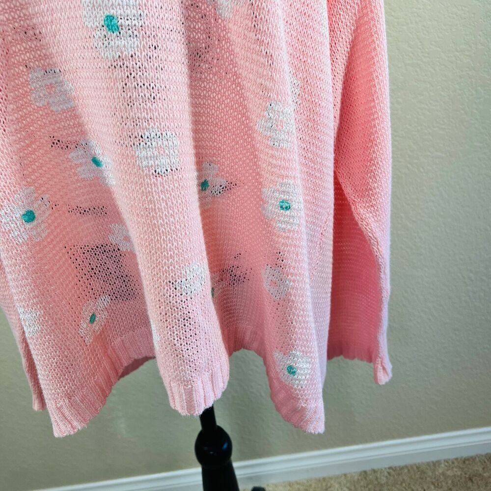 Mine Girly Daisy Print Long Sleeve Corset Back Knit Pullover Sweater Top Edge 3X - Picture 4 of 16